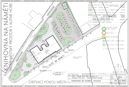 KUTNÁ HORA - NA NÁMĚTI | Obývací pokoj města. Celková situace s knihovnou a okolím.